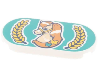 LEGO Tile 2 x 4 Oval with Horse Pattern