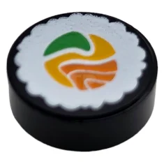 LEGO Tile 1 x 1 Round with Sushi Pattern