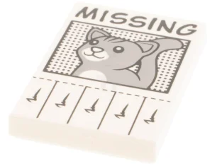 LEGO Tile 2 x 3 with Missing Cat Poster Pattern