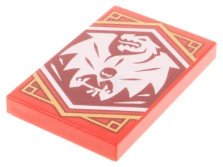 LEGO Tile 2 x 3 with Dragon Pattern (Ninjago Courage Banner)