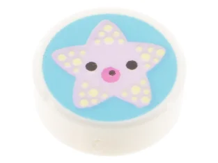 LEGO Fliese 1 x 1 Rund mit Seestern-Muster