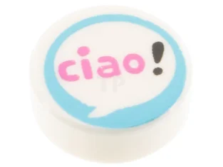 LEGO Tile 1 x 1 Round with 'CIAO!' Pattern