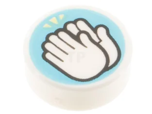 LEGO Tile 1 x 1 Round with Clapping Hands Pattern