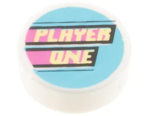 LEGO Tile 1 x 1 Round with 'PLAYER ONE' Pattern