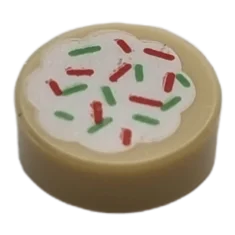 LEGO Tile 1 x 1 Round with Cookie Pattern