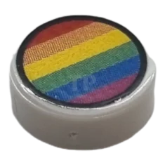 LEGO Fliese 1 x 1 Rund mit Regenbogen-Streifen-Muster