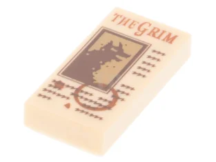 LEGO Tile 1 x 2 with 'THE GRIM' and Writing Pattern