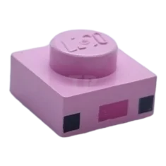 LEGO Platte 1 x 1 mit 2 schwarzen Quadraten und dunkelrosa…