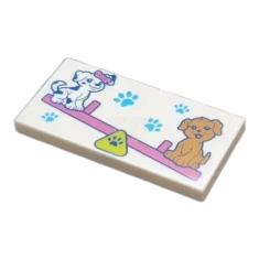 LEGO Tile 2 x 4 with Dogs on Seesaw Pattern