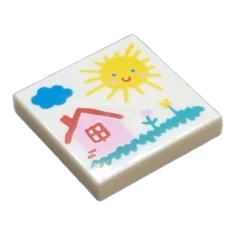 LEGO Tile 2 x 2 with Drawing of House Pattern