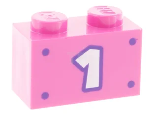 LEGO Brick 1 x 2 with Number 1 Pattern