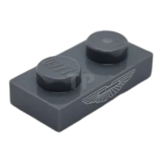 LEGO Platte 1 x 2 mit silbernem Aston Martin Logo-Muster