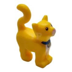 LEGO Cat, Standing with Black Eyes, White Muzzle and Chest, Bright…