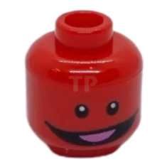 LEGO Minifigur, Kopf Alien mit schwarzen Augen und breitem Lächeln mit…