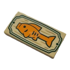 LEGO Tile 2 x 4 with Fish on Wood Sign Border…