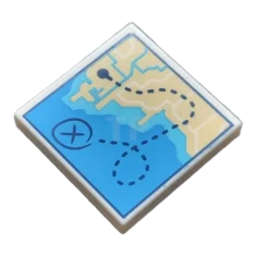 LEGO Carreau 2 x 2 avec motif de carte du littoral.