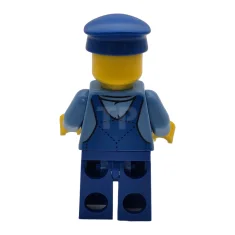 LEGO Meccanico maschio con cappello blu, baffi e basette scuri, camicia…