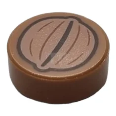 LEGO Fliese 1 x 1 Rund mit Walnuss-Muster