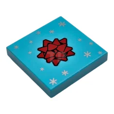 LEGO Tile 2 x 2 with Gift Bow and Stars Pattern