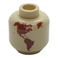 LEGO Minifigur, Kopf ohne Gesicht Rotbraune Weltkarte mit Japan- und Hawaii-Muster…