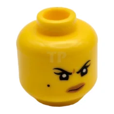 LEGO Minifigur, Kopf beidseitig weiblich Schwarze Augenbrauen, Schönheitsfleck, dunkelbraune Lippen, schiefes…
