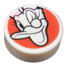 LEGO Carreau 1 x 1 rond avec motif de canard marguerite.