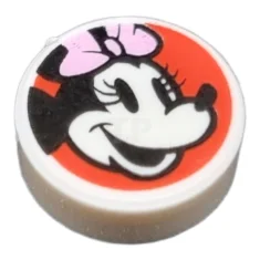 LEGO Carreau 1 x 1 rond avec motif Minnie Mouse