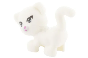 LEGO Cat Standing, Looking Left with Light Blue Eyes, Dark Pink…