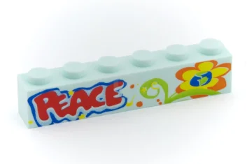 LEGO Brick 1 x 6 with "Peace" Pattern