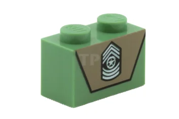 LEGO Brick 1 x 2 with Army Emblem Pattern