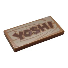 LEGO Tile 2 x 4 with 'YOSHI' on Wood Grain Pattern