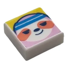 LEGO Tile 1 x 1 with Groove with Sloth Face with…