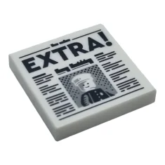 LEGO Piastrelle 2 x 2 con il motivo Newspaper "EXTRA!