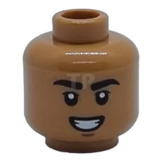 LEGO Minifigur, Kopf beidseitig, schwarze Augenbrauen, Lächeln mit Zähnen / Grinsen…