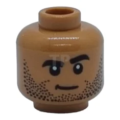 LEGO Kopf-Minifigur mit Stoppeln / schiefem offenen Mund (beidseitig)