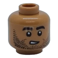 LEGO Kopf-Minifigur mit Stoppeln / schiefem offenen Mund (beidseitig)