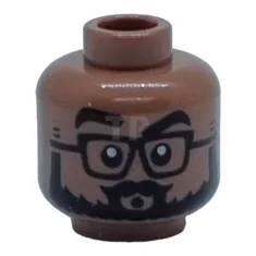 LEGO Kopf Minifigur mit Brille und Vollbart / Pucker-Muster (doppelseitig)