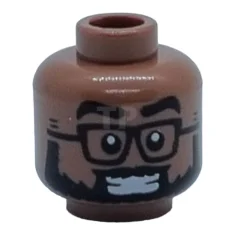 LEGO Kopf Minifigur mit Brille und Vollbart / Pucker-Muster (doppelseitig)