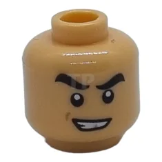 LEGO Kopf Minifigur mit hochgezogenen Augenbrauen und Stirnrunzeln