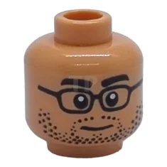 LEGO Kopf Minifigur mit Brille und Bartstoppeln / Verängstigt mit offenem…