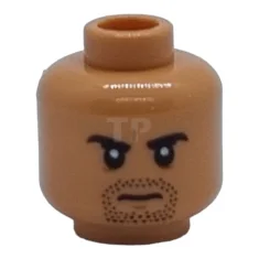 LEGO Minifigure, Head Dual Sided, Black Eyebrows and Goatee Stubble, Frown…