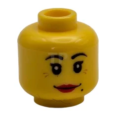 LEGO Kopf Minifigur mit roten Lippen und Schönheitsmar / Genervt-Muster (beidseitig)