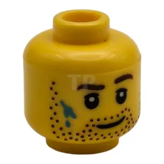 LEGO Kopf Minifigur mit Stoppelbart und Farbklecksen-Muster