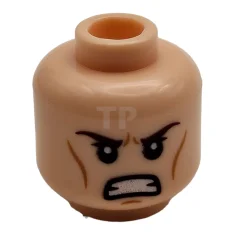 LEGO Kopf Minifigur mit ruhigen / wütenden zusammengebissenen Zähnen (doppelseitig)