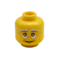 LEGO Minifigur, Kopfbrille mit goldenem Rahmen, weiße und graue Augenbrauen, dunkelorangefarbenes…