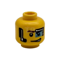LEGO Kopf Minifigur mit digitalem Augenglasmuster (beidseitig - Curtis Bolt)
