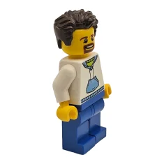 LEGO Homme aux cheveux bruns foncés, bouc, sweat à capuche blanc…