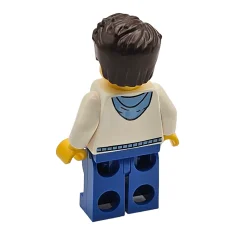 LEGO Homme aux cheveux bruns foncés, bouc, sweat à capuche blanc…