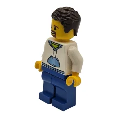 LEGO Homme aux cheveux bruns foncés, bouc, sweat à capuche blanc…