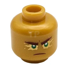 LEGO Minifigur, Kopf beidseitig rotbraune Augenbrauen und Mund, grüne Augen mit…